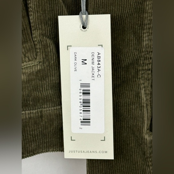 JUST USA - Dark Olive Rustic Corduroy Jacket with bronze hardware Junior… - Picture 10 of 16